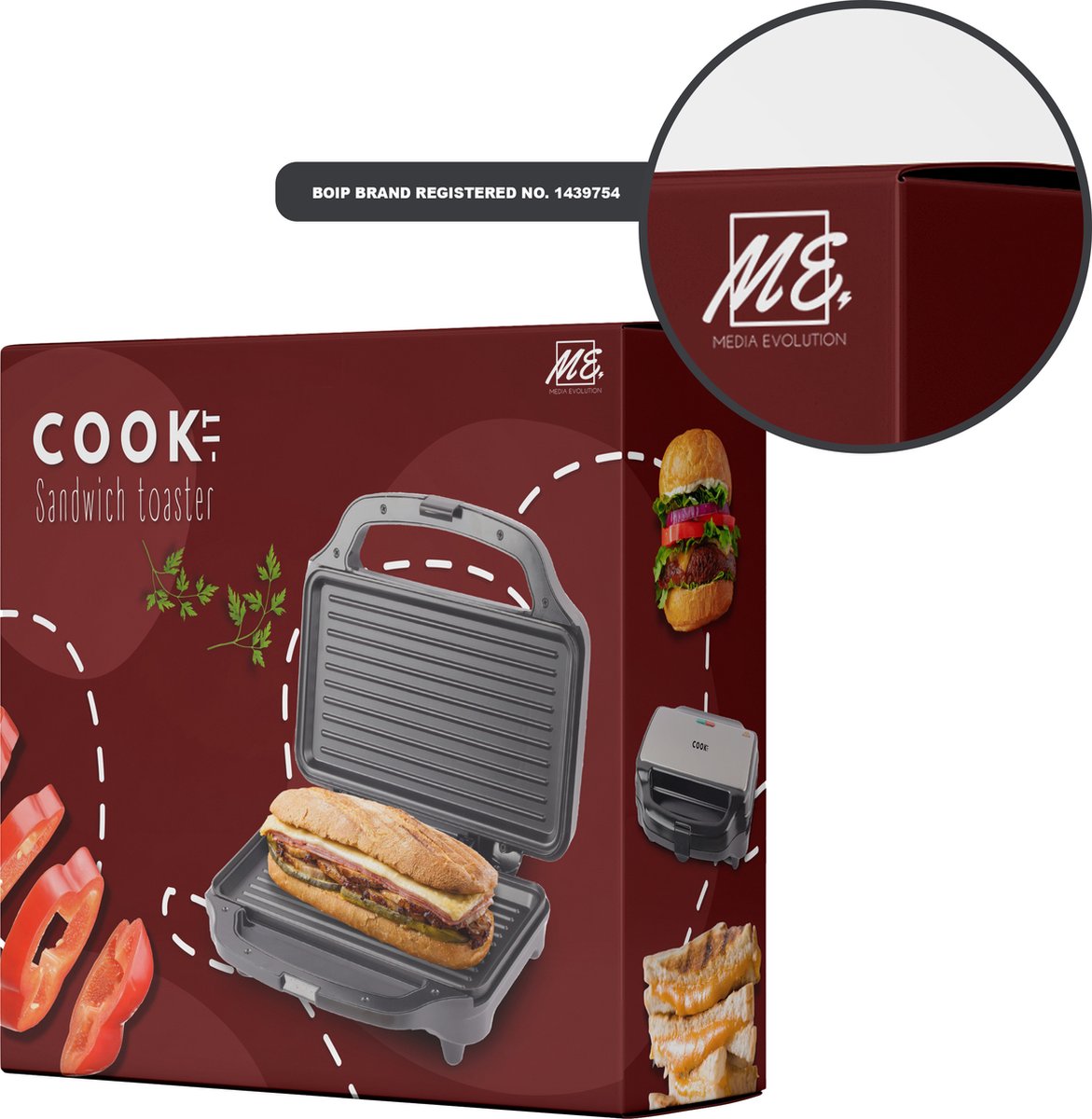 COOK-IT Tosti apparaat - Sandwich IJzer XL - Extra Breed