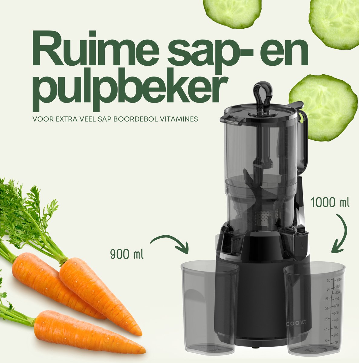 Slowjuicer XL - Anti Drup - Anti Oxidatie - Extra Sterk - XL Trechter