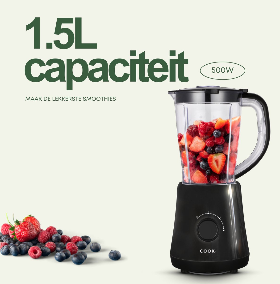 COOK-IT Blender - 1.5 Liter - Smoothie Maker - 500W