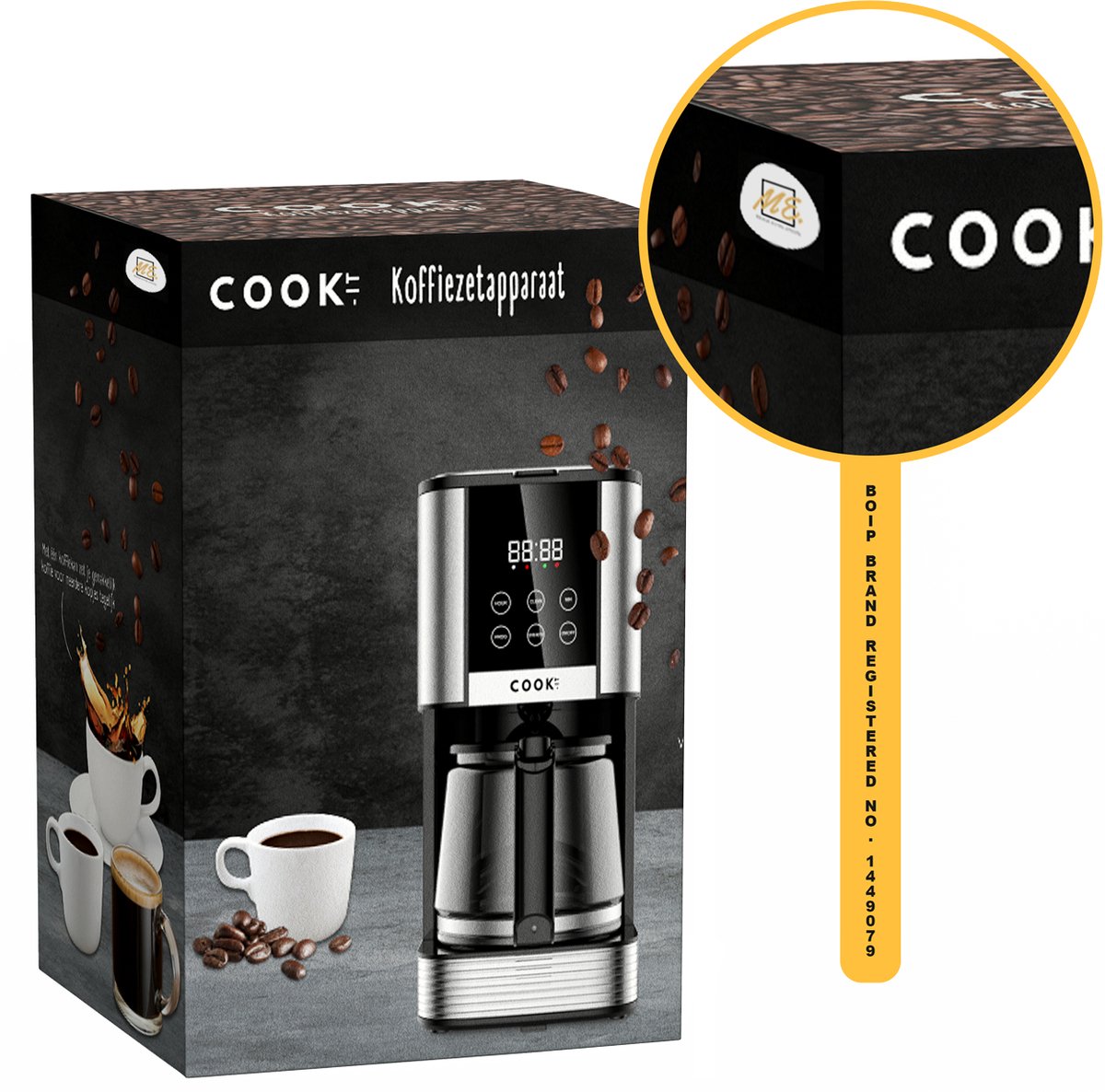 COOK-IT Koffiezetapparaat Filterkoffie - Coffee Machine - 1.5L Glazen Kan - Timer - Digitaal display - Warmhoudplaat