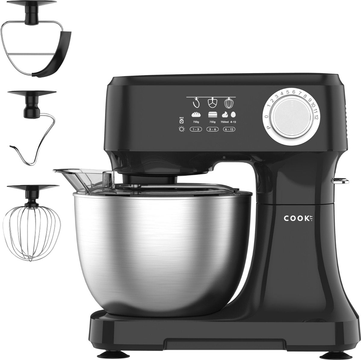 COOK-IT Keukenmachine - Keukenrobot - Foodprocessor met 12 Standen - Keukenmixer met RVS kom - 3.5L