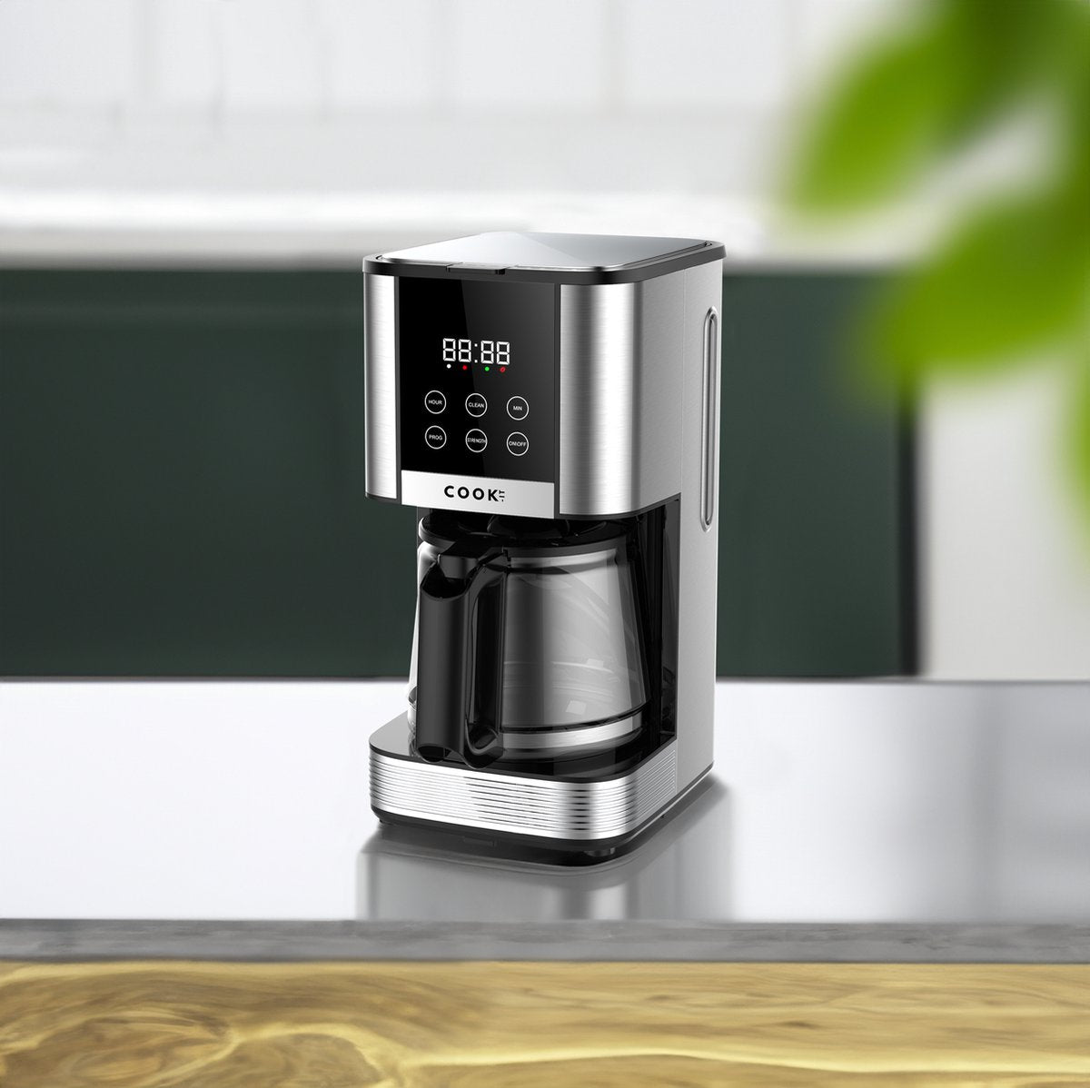COOK-IT Koffiezetapparaat Filterkoffie - Coffee Machine - 1.5L Glazen Kan - Timer - Digitaal display - Warmhoudplaat