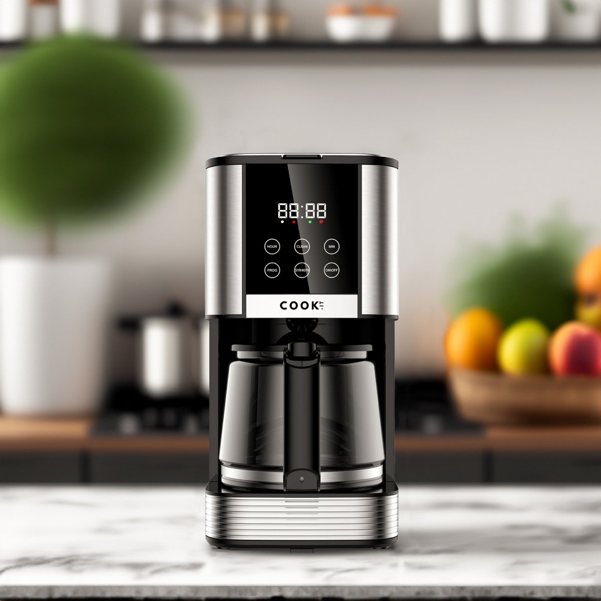 COOK-IT Koffiezetapparaat Filterkoffie - Coffee Machine - 1.5L Glazen Kan - Timer - Digitaal display - Warmhoudplaat