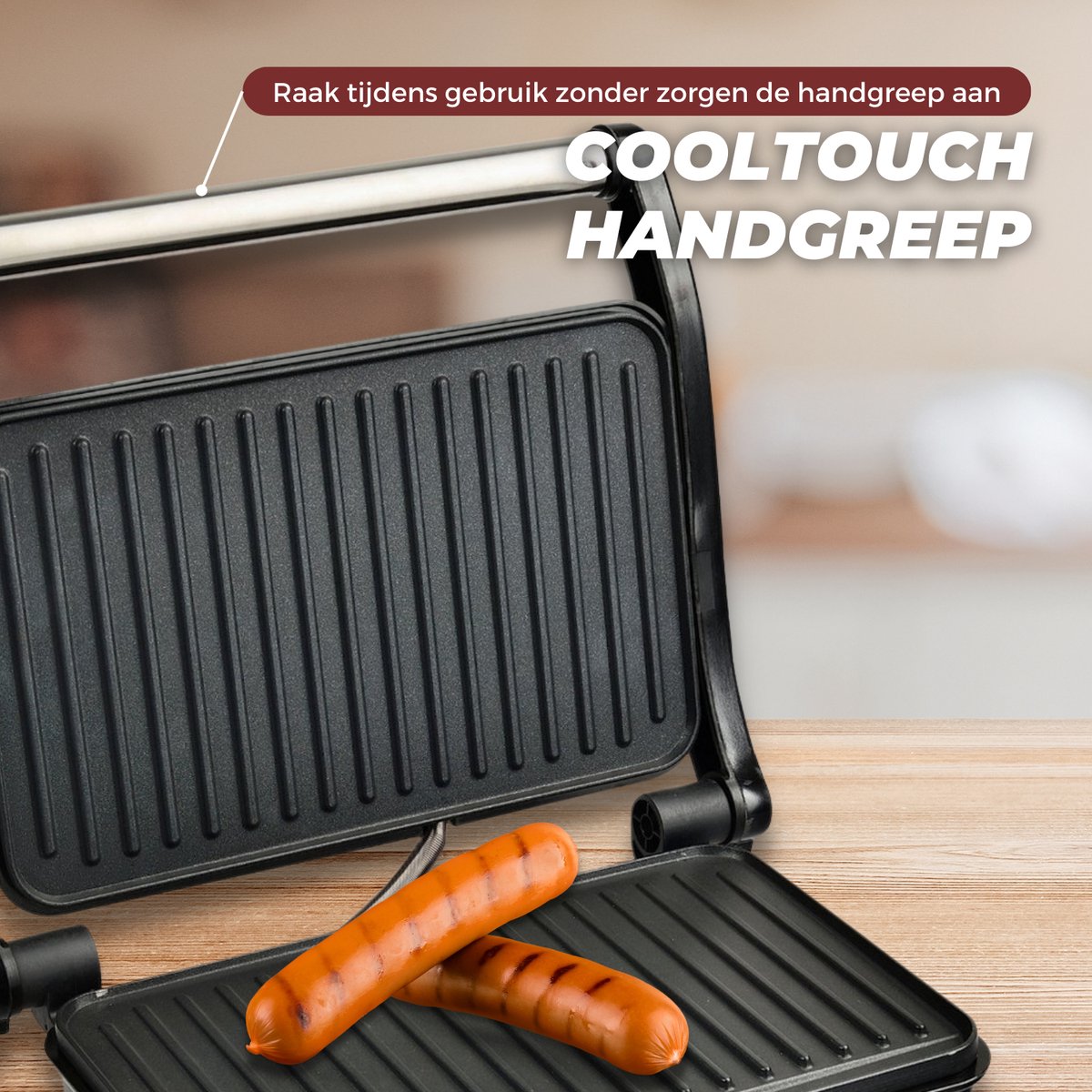COOK-IT Tosti Apparaat - Instelbare Warmte & BPA Vrij