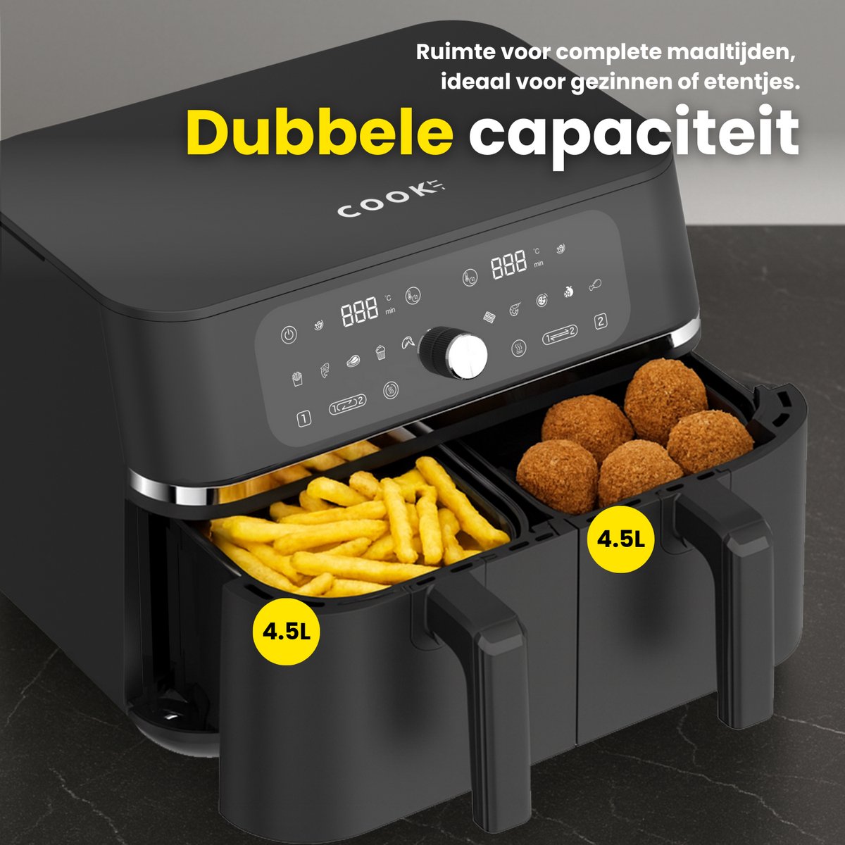 COOK-IT Dubbele Airfryer XXL 9L
