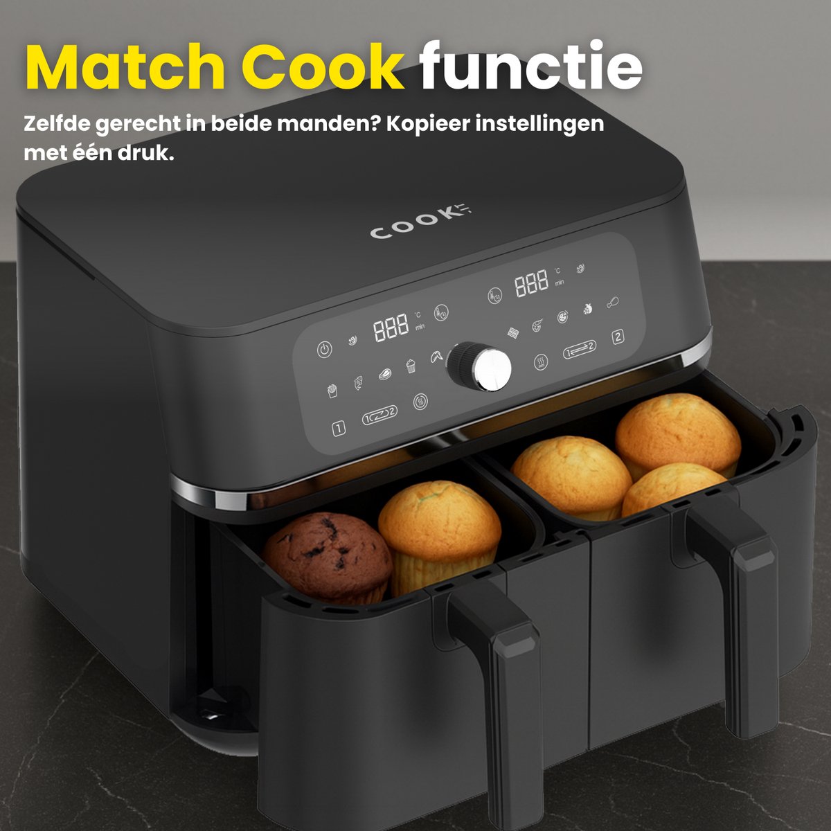 COOK-IT Dubbele Airfryer XXL 9L