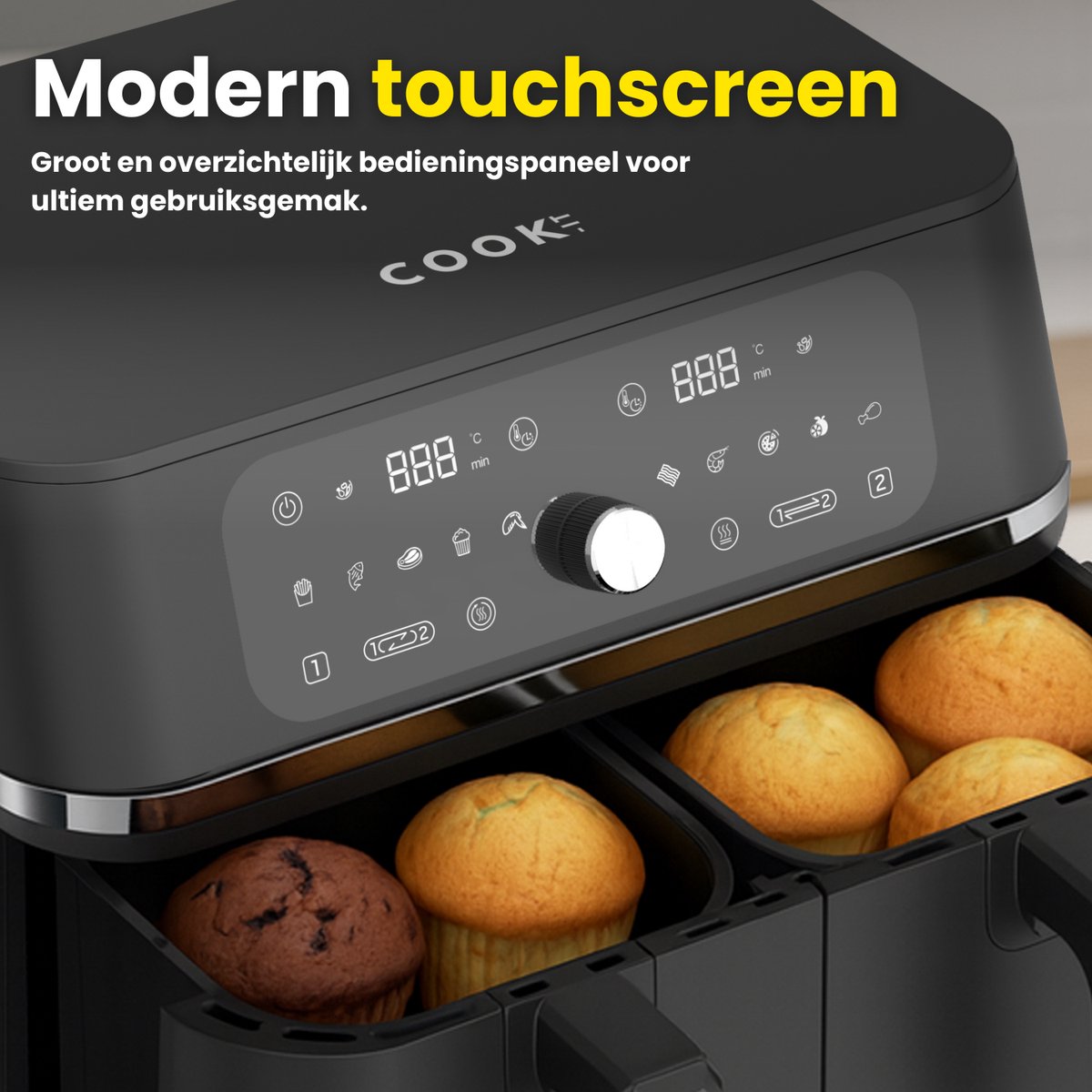 COOK-IT Dubbele Airfryer XXL 9L