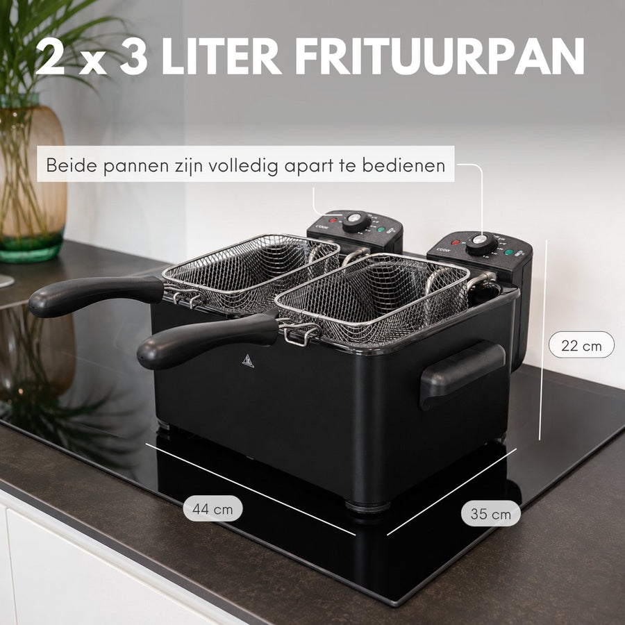 COOK-IT Dubbele Frituurpan 2 x 3 liter